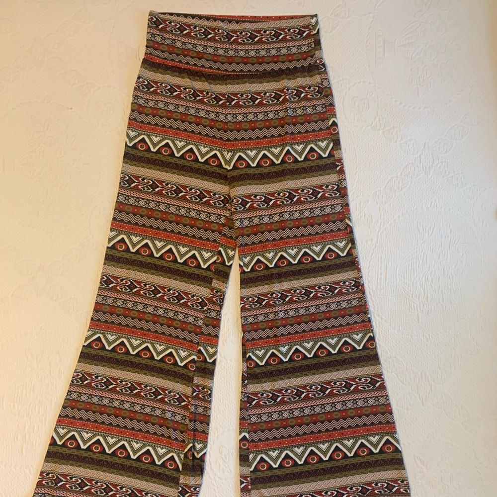 Boho Palazzo Pants Aztec Polyester Stretch 2XL